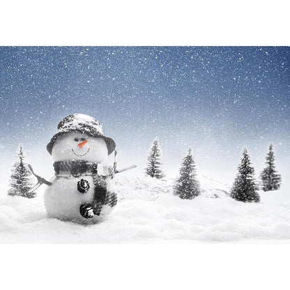 Winter Snowman Christmas Snow Glitter Pine Tree Backdrops for Photography