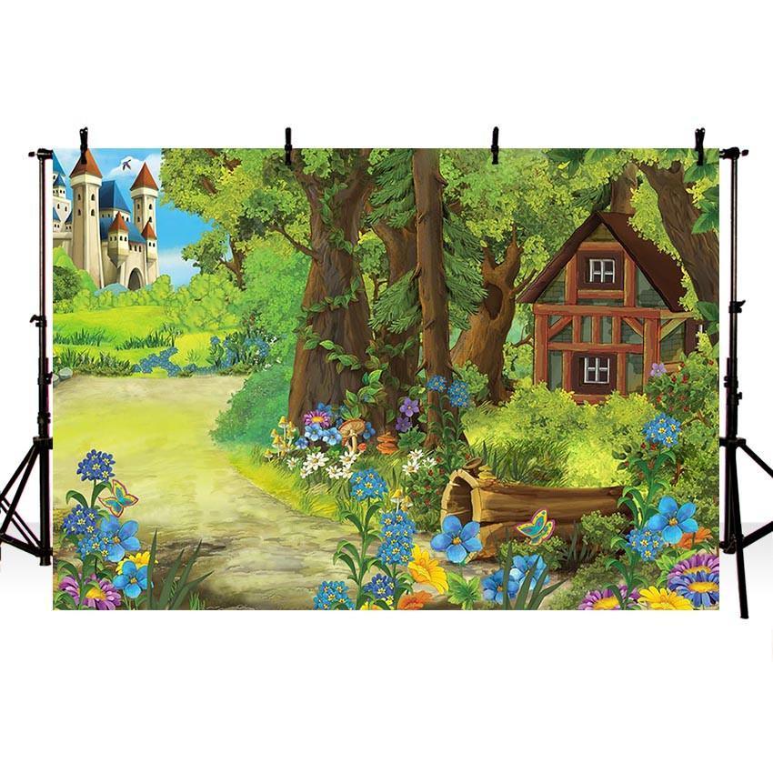 Cartoon Urban Beauty Backdrops Green Landscape Backdrop Photography