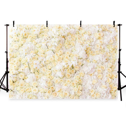 White Yellow Flower Wall Backdrop for Weeding Party Photography