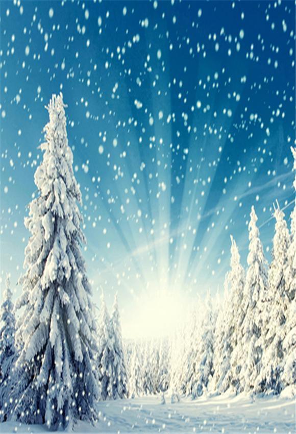 Snowflake Blue Sky Pine Photography Backdrop
