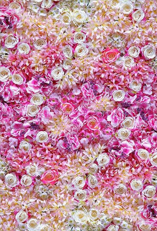 Pink And White Flowers Make Wall For Happy Event Backdrop Photography