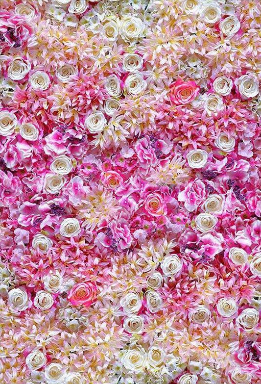 Pink And White Flowers Make Wall For Happy Event Backdrop Photography