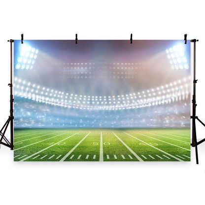 Sports Green Grassland Bright Lights Backdrop Soccer Field Photography Background