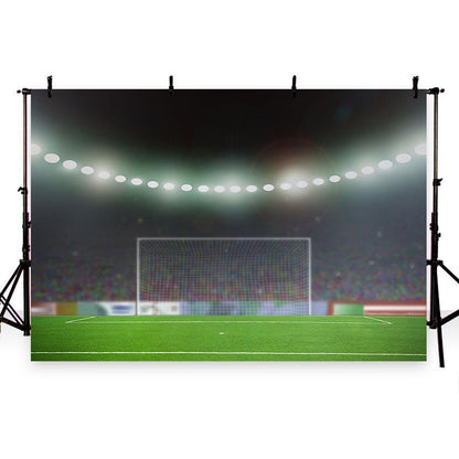 Sports Green Grassland Bright Lights  Background Soccer Field Photography Backdrop