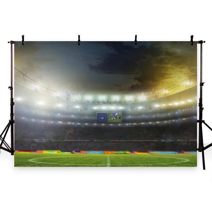 Sports Green Grassland Bokeh Lights Backdrop Football Field  Background For Photography