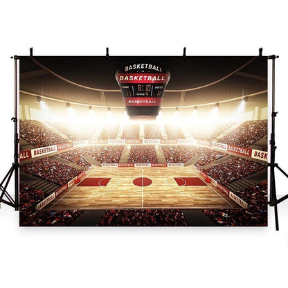 Sports Bright Lights Backdrop Basketball Field Photography Background