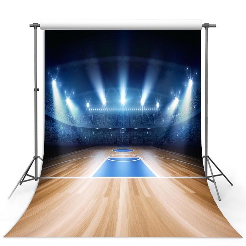 Night Stadium Wood Floor Backdrop Basketball Field Photography Background