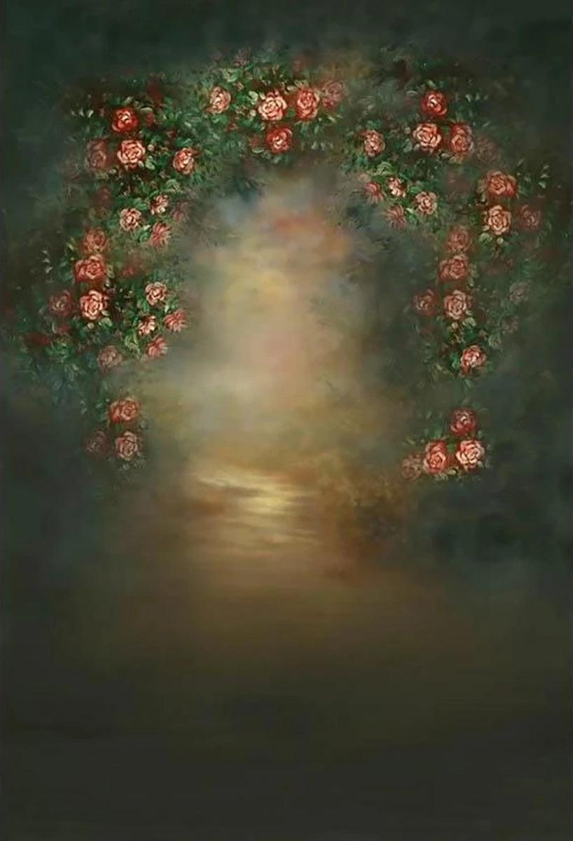 Dark Abstract Red Rose Flowers Photography Backdrop for Picture