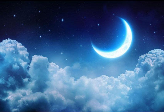 Bright Moon Clouds Backdrop Blue Photograph Background