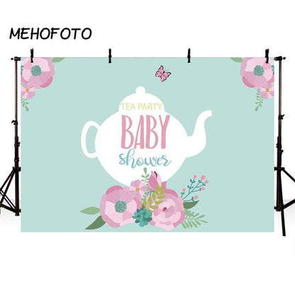 Pink Flower Green Backdrop Baby Shower Decoration Photograph Background