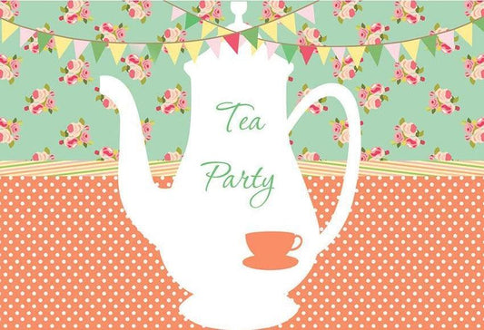 Little Flowers Teapot Backdrop Tea Party Decoration Photograph Background
