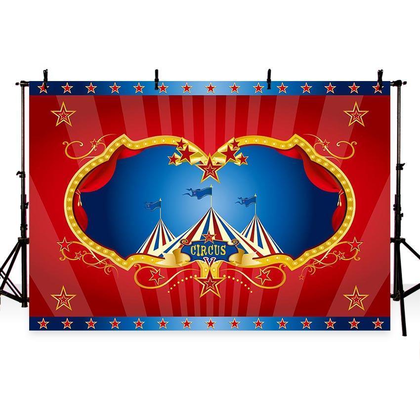 Red Circus Backdrop Carnival Festive First Birthday Party Photography Background