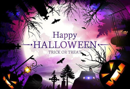 Big Bright Moon Night Castle Backdrop Happy Halloween Photography Background