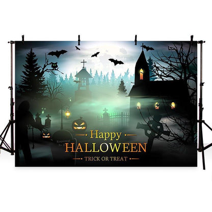 Horror Magic Castle Pumpkin Backdrop Happy Halloween Party Photography Background