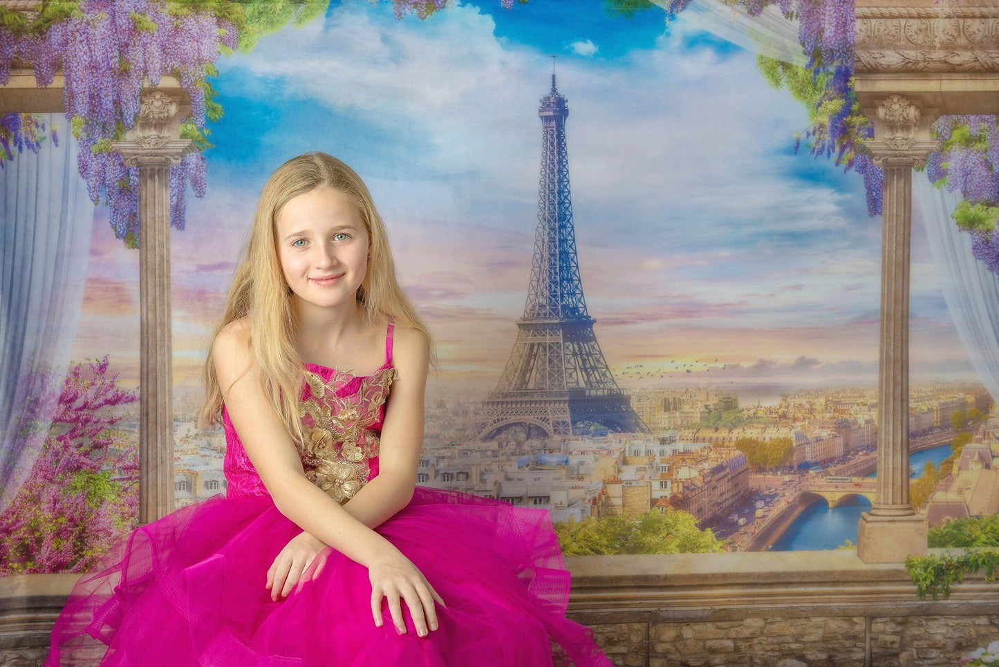 Lavender Flowers Curtain Paris Window Backdrops