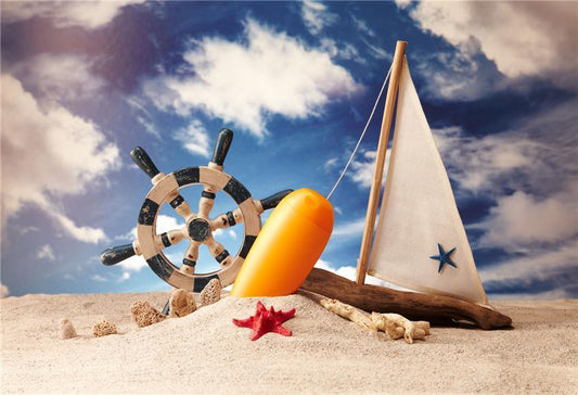Summer Navigation Sandy Blue Sky Newborn Backdrop