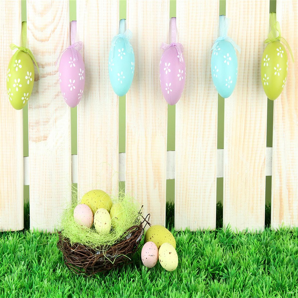 Easter Fence Colorful Eggs Photo Booth Prop Backdrops