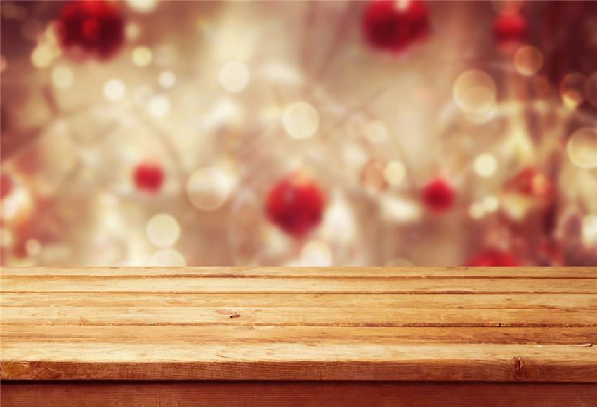 Bokeh Wood Floor Christmas Backdrops
