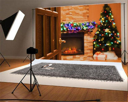 Christmas Brick Fireplace Backdrops