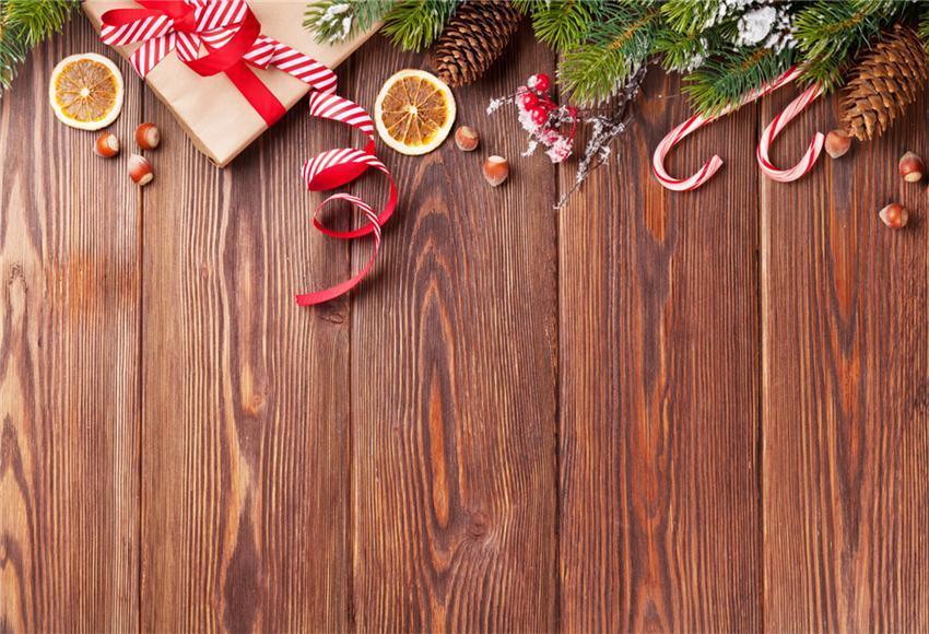 Brown Wood Wall Christmas Photography Backdrop