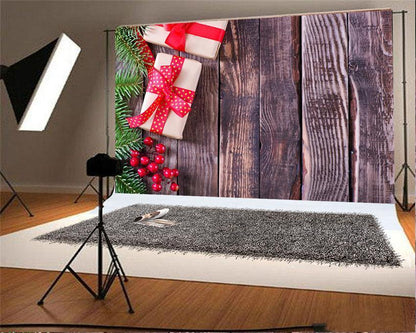 Brown Grain Wall Christmas Backdrop