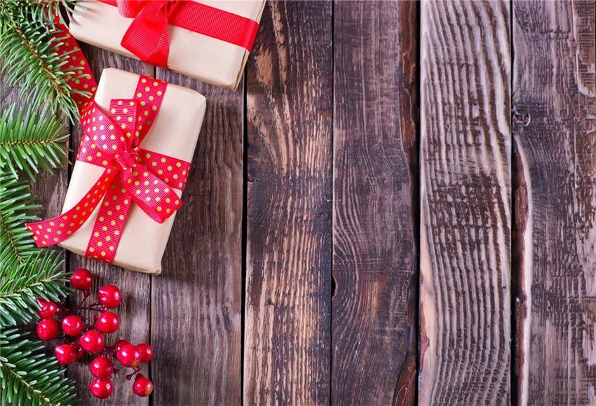 Brown Grain Wall Christmas Backdrop