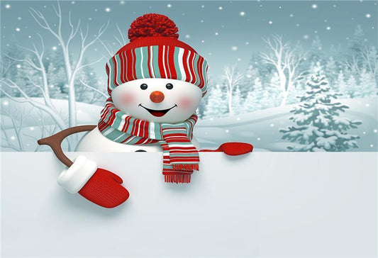 Christmas Snowman Winter Backdrop