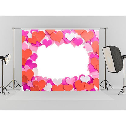 Pink Red Hearts Backdrop For Festival Photography Background