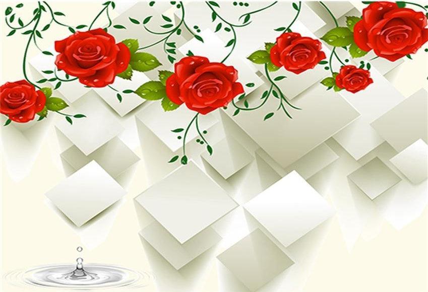 Valentine's Day Mother's Day Red Flowers Decoration Backdrop Romantic White Photography Background