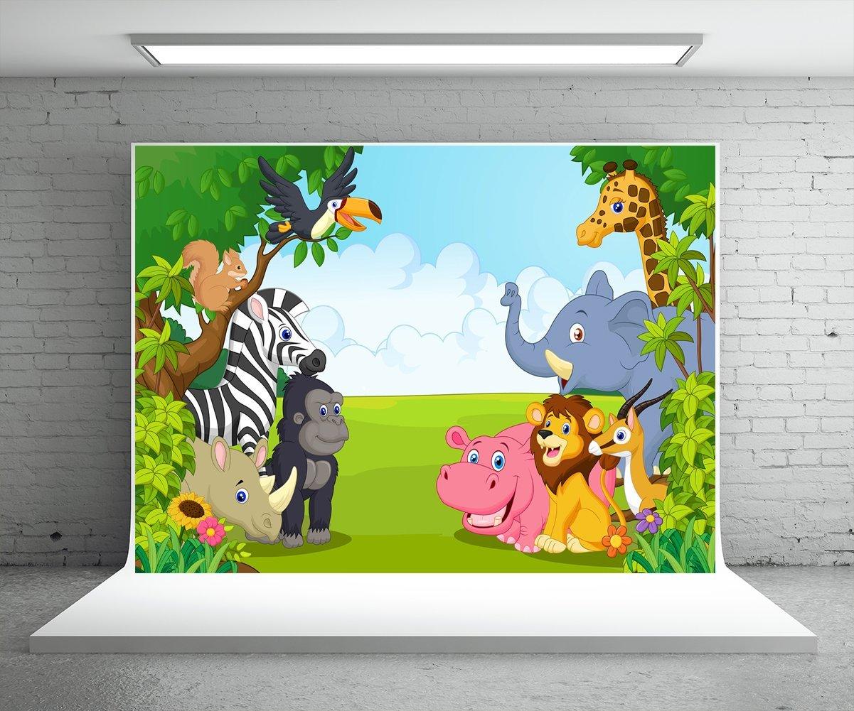 Cartoon Birthday Baby Shower Banner Backdrop for Party Decor