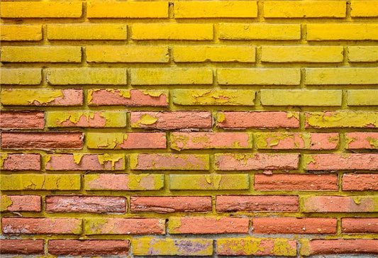 Yellow Retro Brick Wall Photography Backdrops for Picture