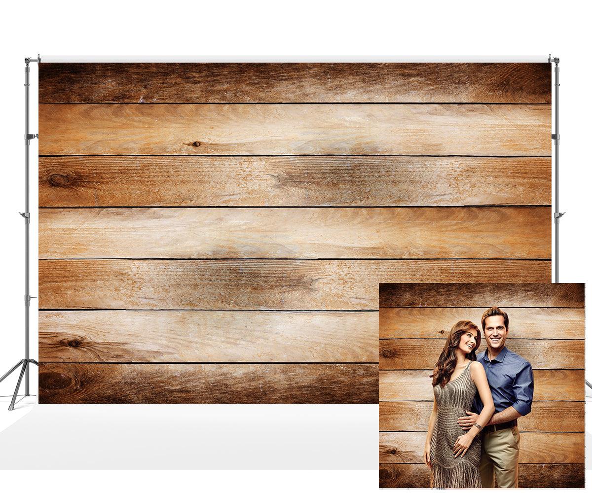 Brown Gradient Wood Wall Photo Studio Backdrop
