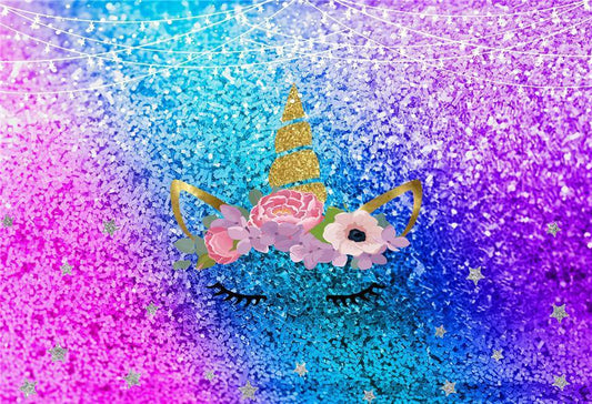 Shiny Unicorn Birthday Baby Show Backdrop Decor