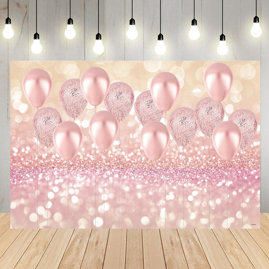 Rose Gold Balloon Decorations Photo Backdrop for Girls Birthday Baby Bridal Shower Photography Background Studio