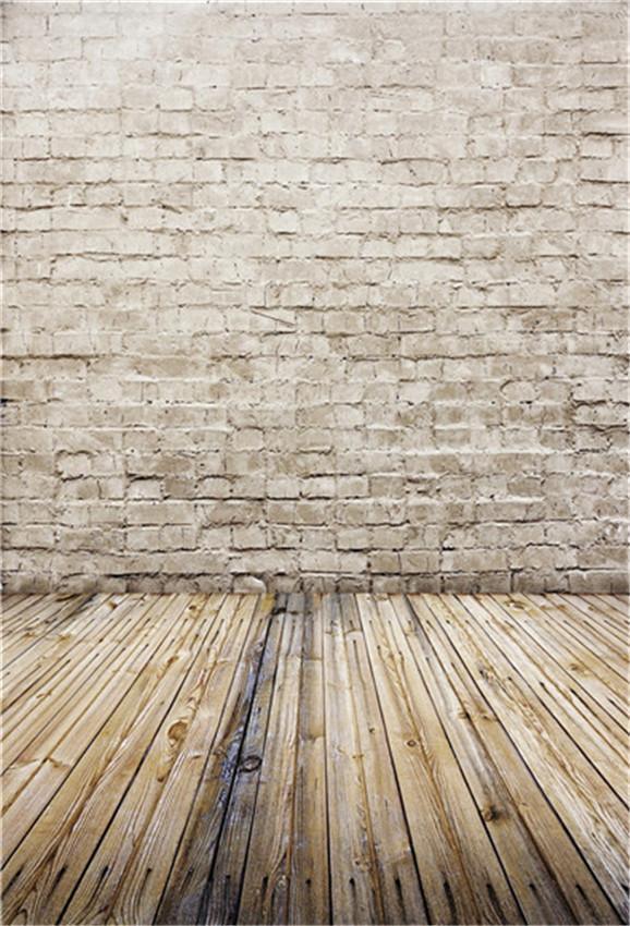 Vintage Brick Wall Brown Wood Floor Photo Backdrops