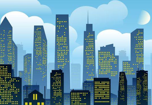 Blue City Building Mansion Digital Photography Background for Cosplay Themed Party J01783