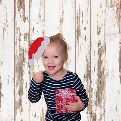 White and Brown Vintage Wooden Backdrops for Birthday,Baby Show