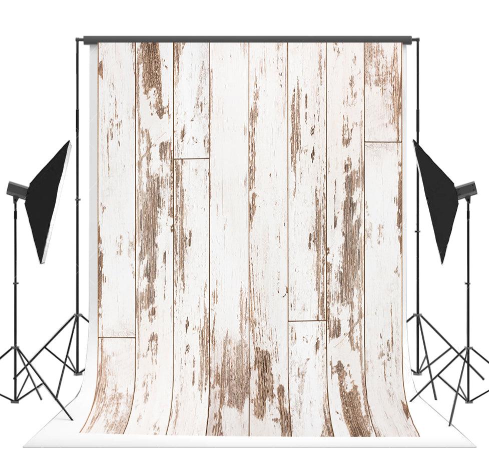 White and Brown Vintage Wooden Backdrops for Birthday,Baby Show