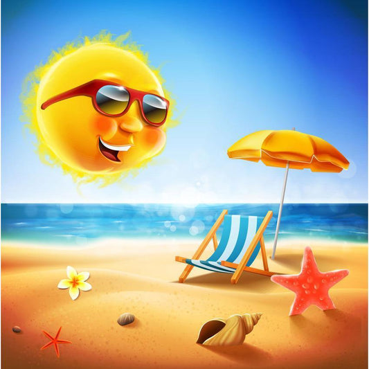 Summer Sea Sun Beach Backdrop For Summer Seaside Scenery Photography