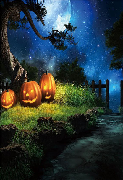Blue Sky Moon Halloween Night Photography Backdrops