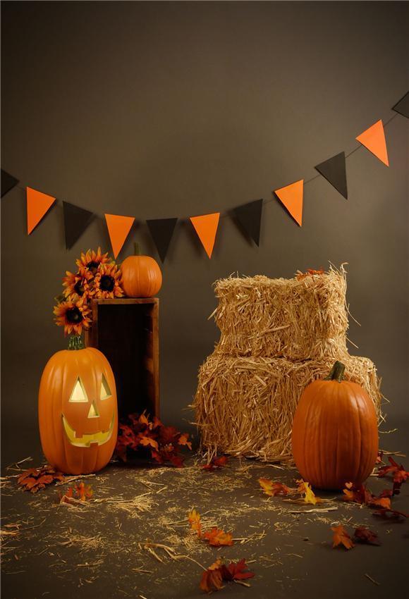 Brown Halloween Photography Backdrops Pumpkin Photo for Shooting