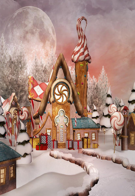 Candy World Christmas Snow Photo Studio Backdrops for Party