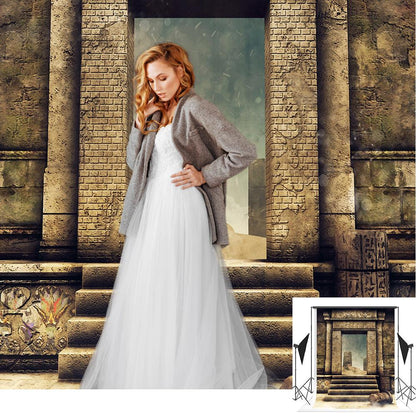 Senior Photo Backdrop Bricks Dark Door Architecture Backdrop for Photography K01718