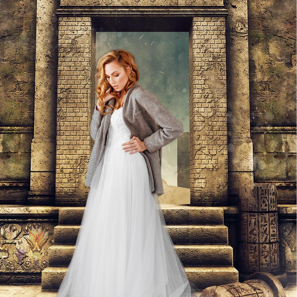 Senior Photo Backdrop Bricks Dark Door Architecture Backdrop for Photography K01718