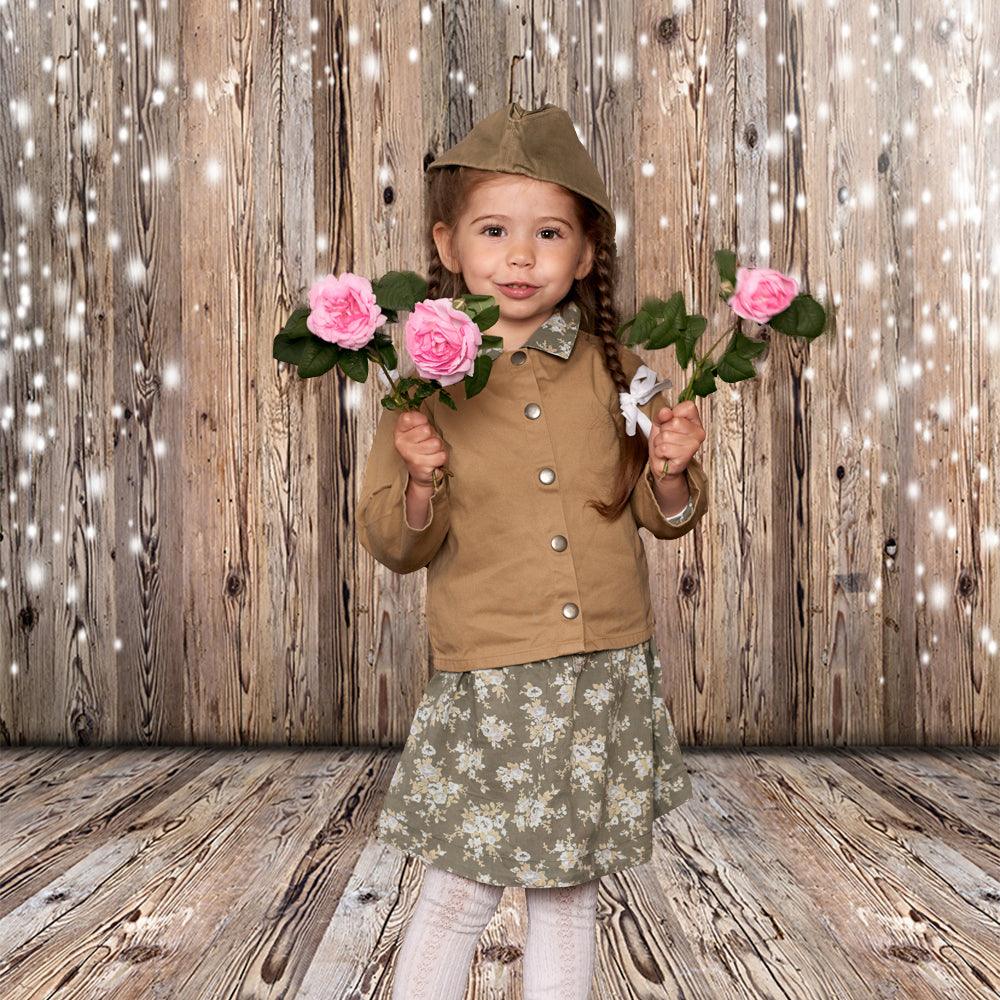 Old Wood Glitter Digital Backdrop Vintage Background Backdrops for Photography K15613