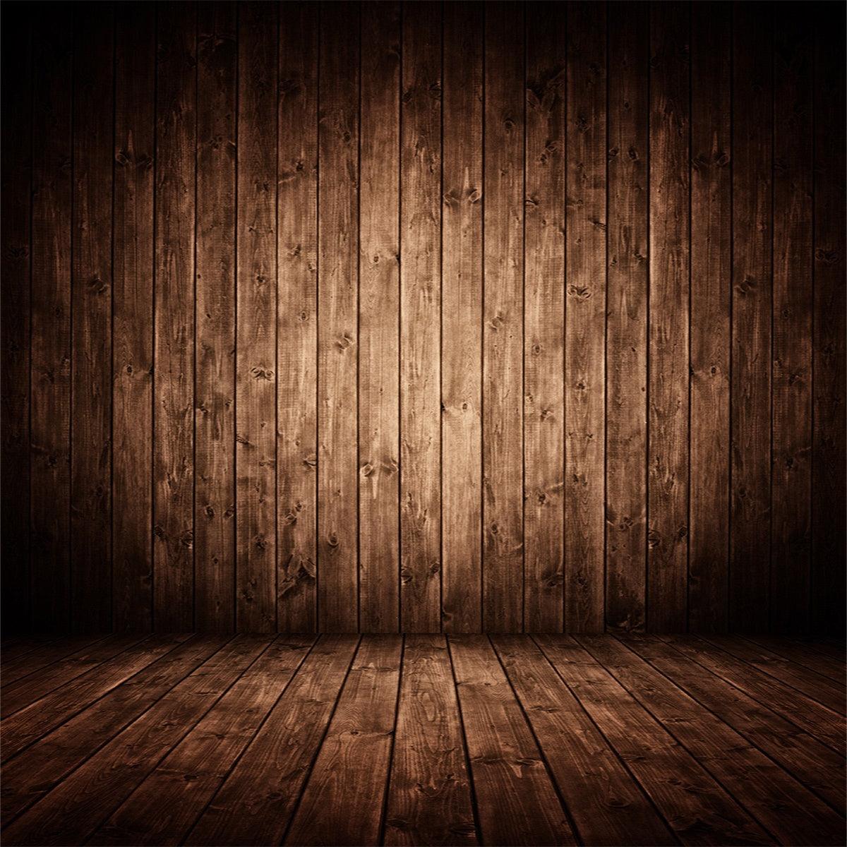 Brown Wood Wall Floor Portrait Photo Backdrops for Studio