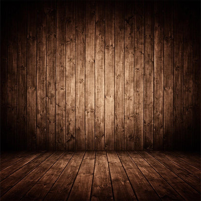 Brown Wood Wall Floor Portrait Photo Backdrops for Studio