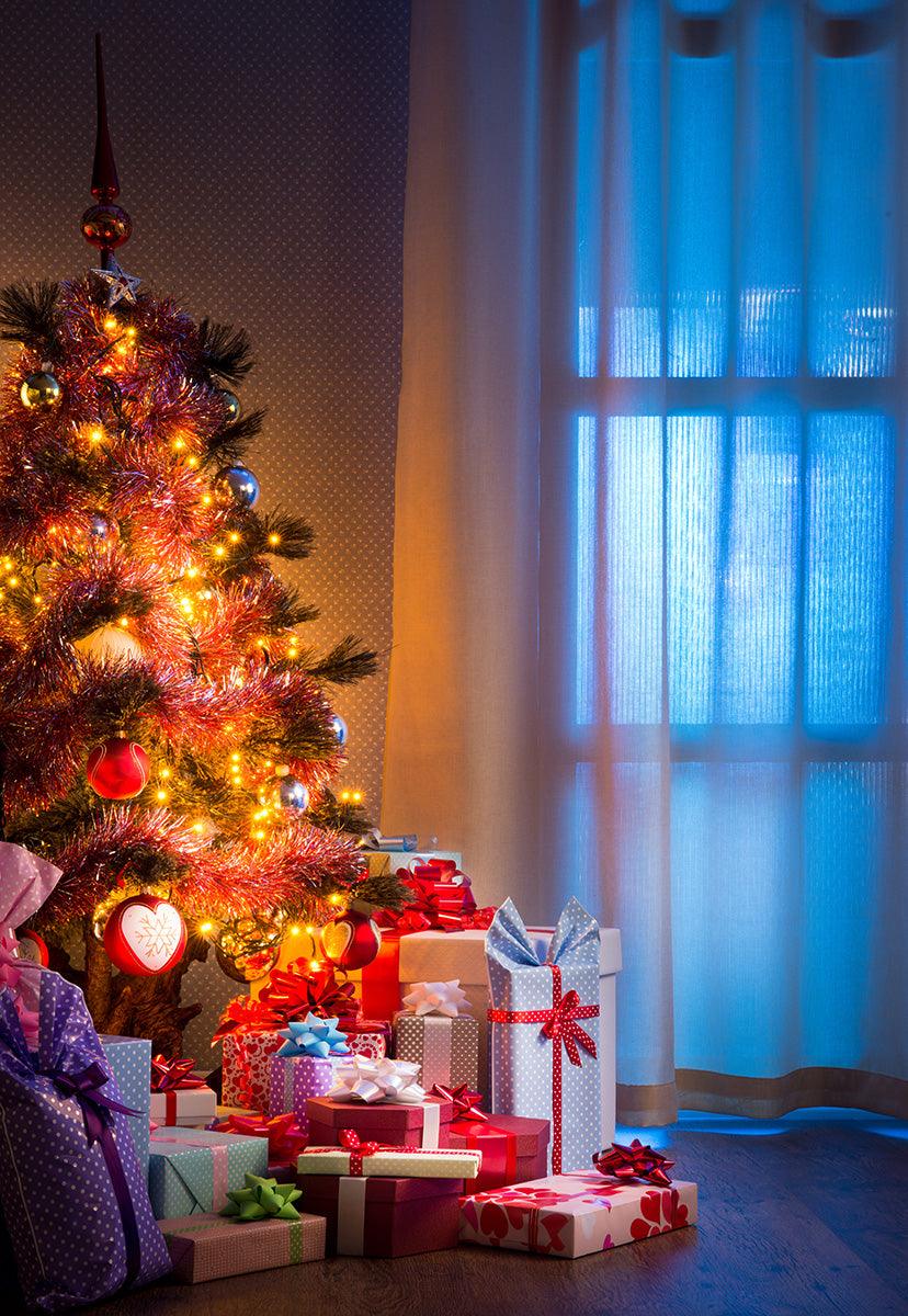 Christmas Wood Floor Curtain Photography Backdrops