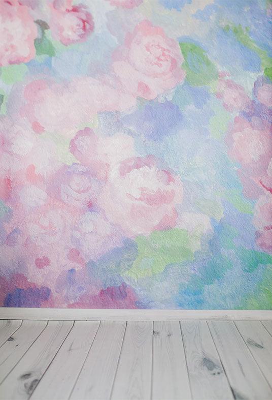 Pink Floral White Wood Photography Backdrops for Studio
