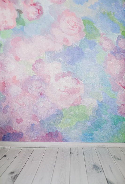 Pink Floral White Wood Photography Backdrops for Studio